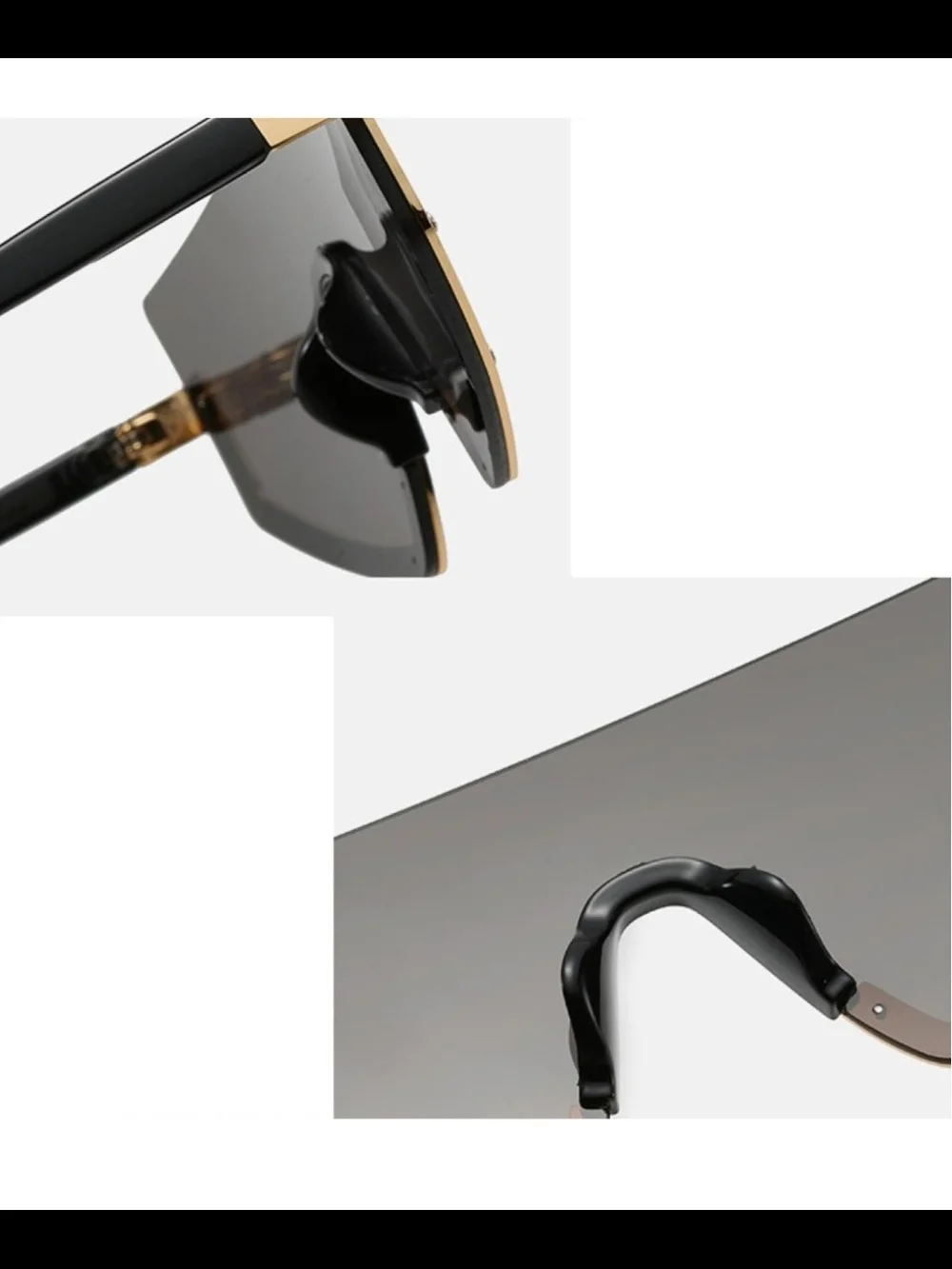Gold-Trim Black Shield Sunglasses - Women Accessories